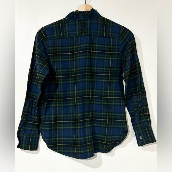 Isabel Marant‎ Etoile Awendy Checked Ruffled Shirt Blue Green Plaid 2 - Picture 6 of 8